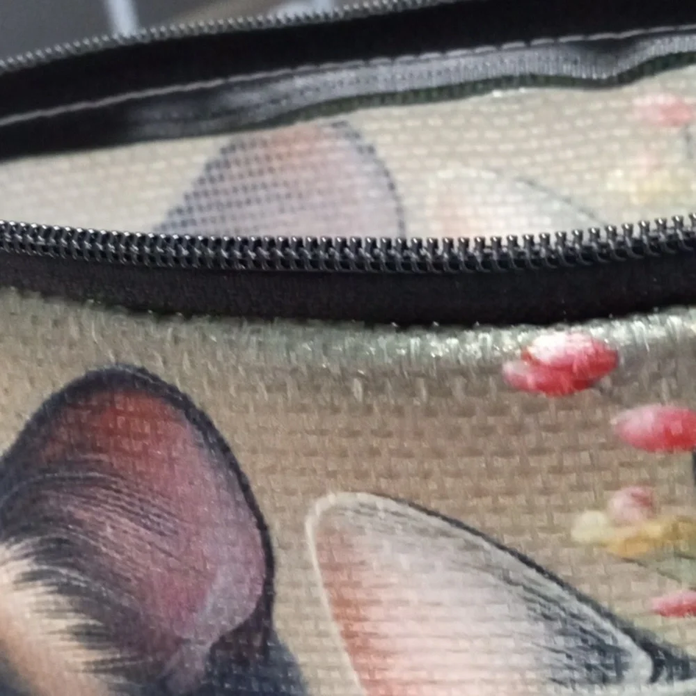 FLORAL KITTY CAT TAPESTRY COSMETIC CASE 10 IN BY 6 IN